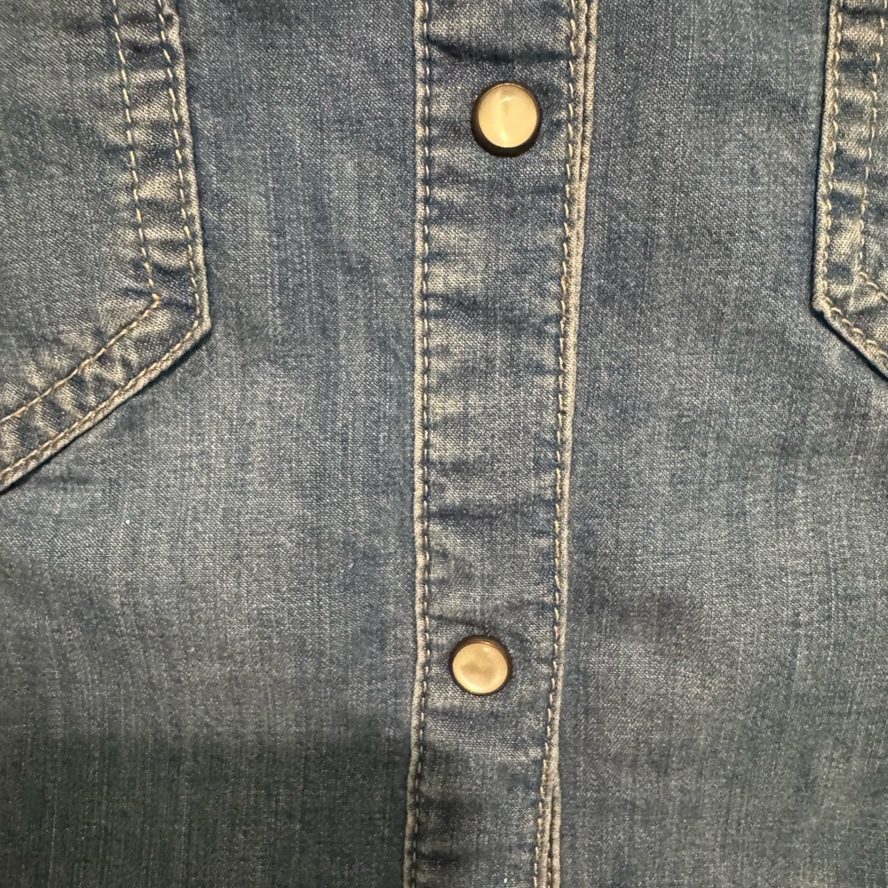 Zara Z1975 Denim Blue Snap Closure Button-Up Shirt - Picture 5 of 7
